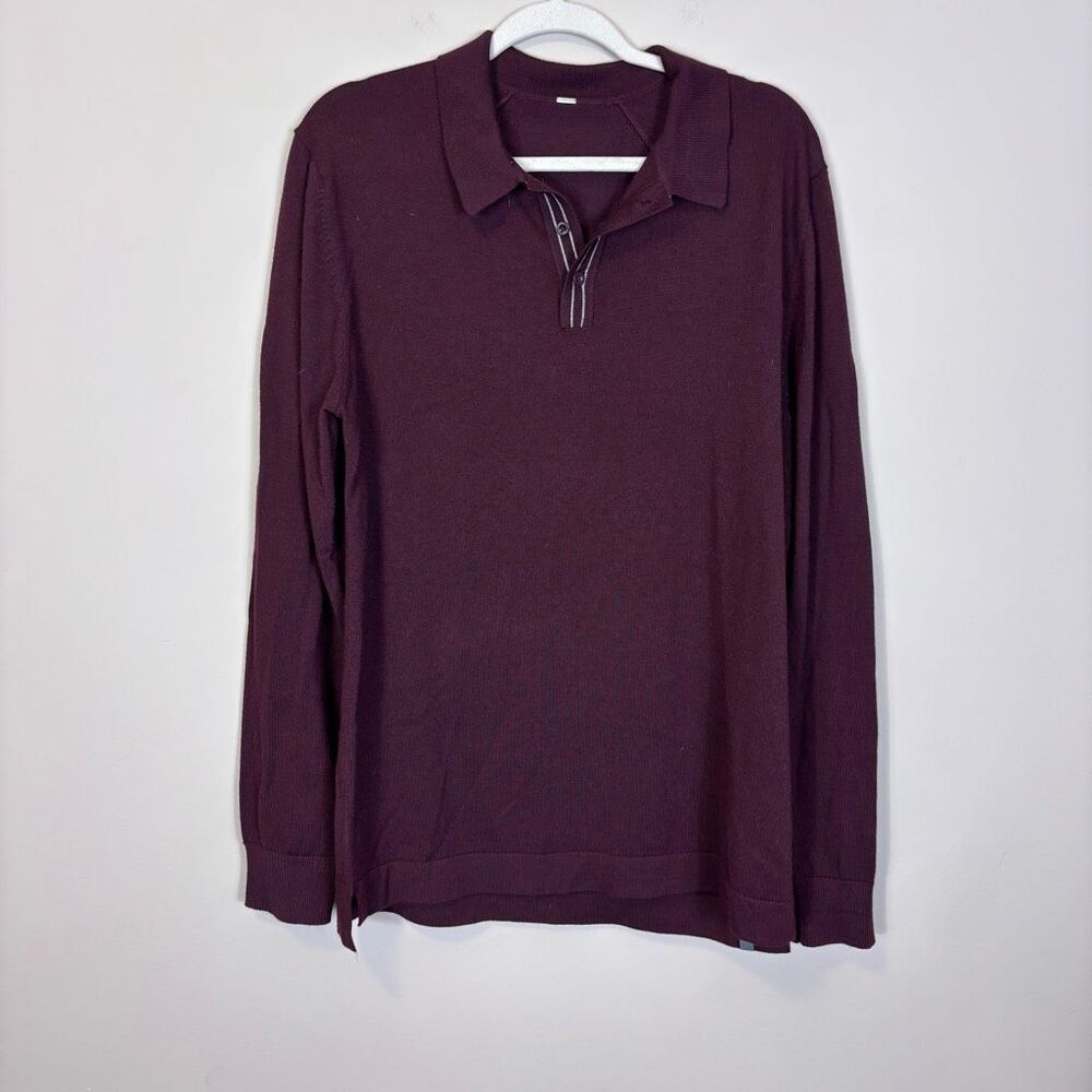 Lululemon Men's‎ Maroon Collared Wool Pullover Sweater